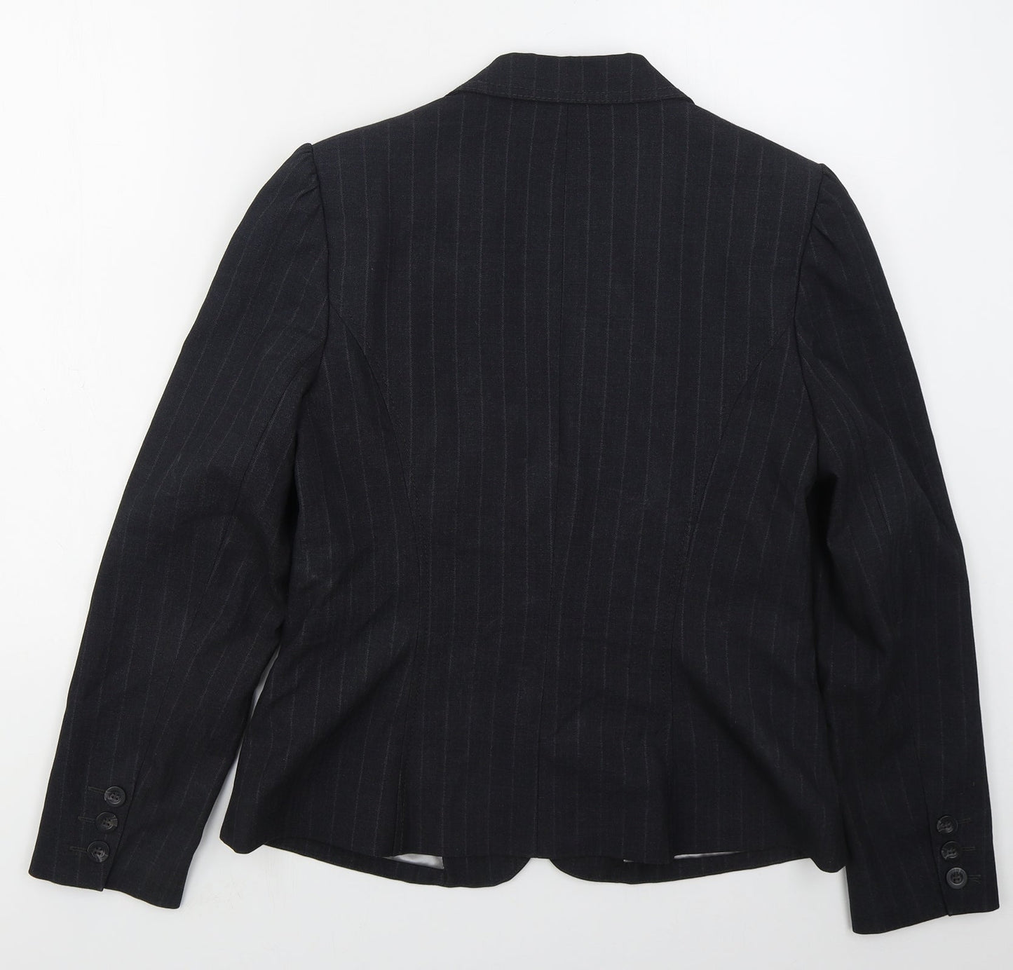 Autonomy Womens Grey Striped Polyester Jacket Suit Jacket Size 14
