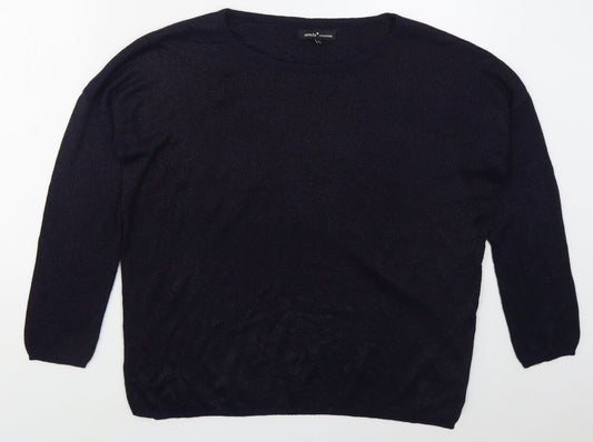 Amchi Womens Blue Boat Neck  Acrylic Pullover Jumper Size L