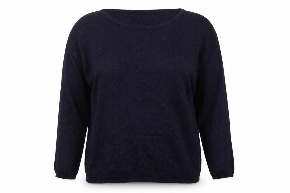Amchi Womens Blue Boat Neck  Acrylic Pullover Jumper Size L