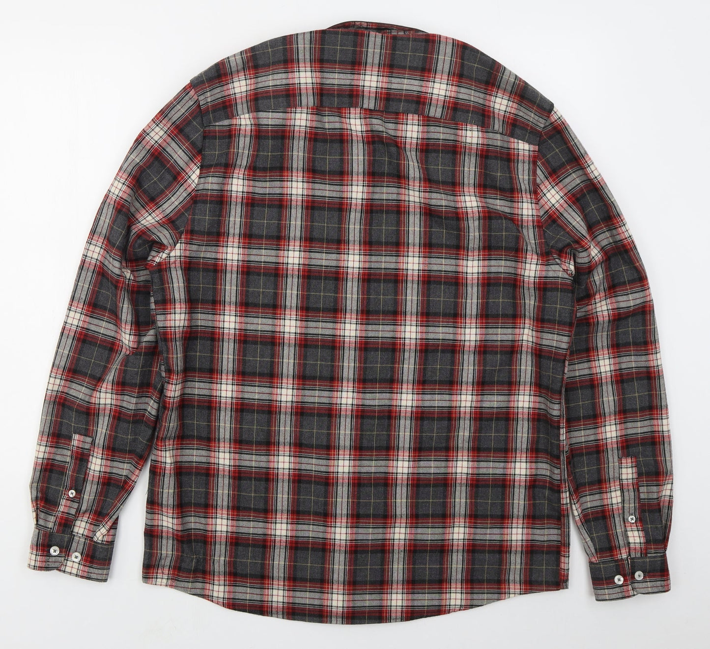 River Island Mens Grey Check Polyester  Button-Up Size L Collared Button - Red