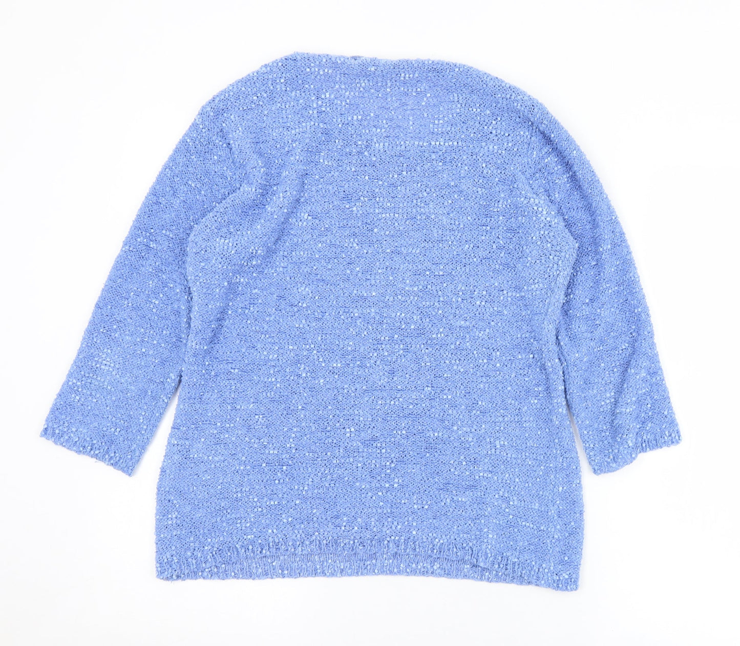BM Womens Blue Round Neck Floral Polyester Pullover Jumper Size S