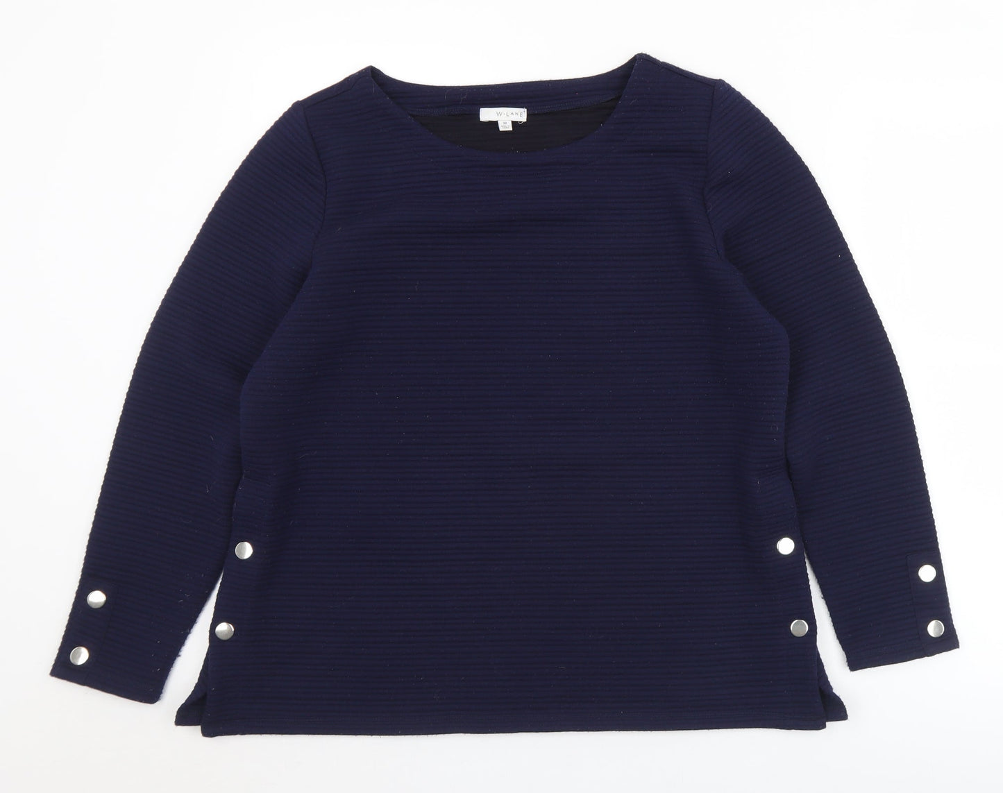 W Lane Womens Blue Round Neck  Polyester Pullover Jumper Size M