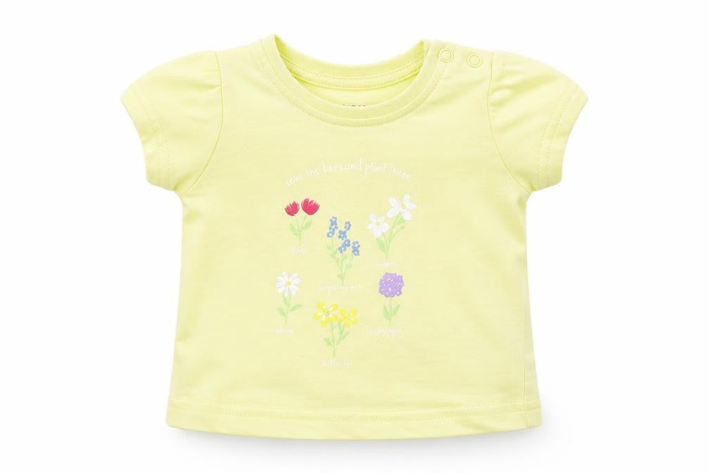 Primark Baby Yellow  Cotton Pullover T-Shirt Size 0-3 Months Crew Neck Snap