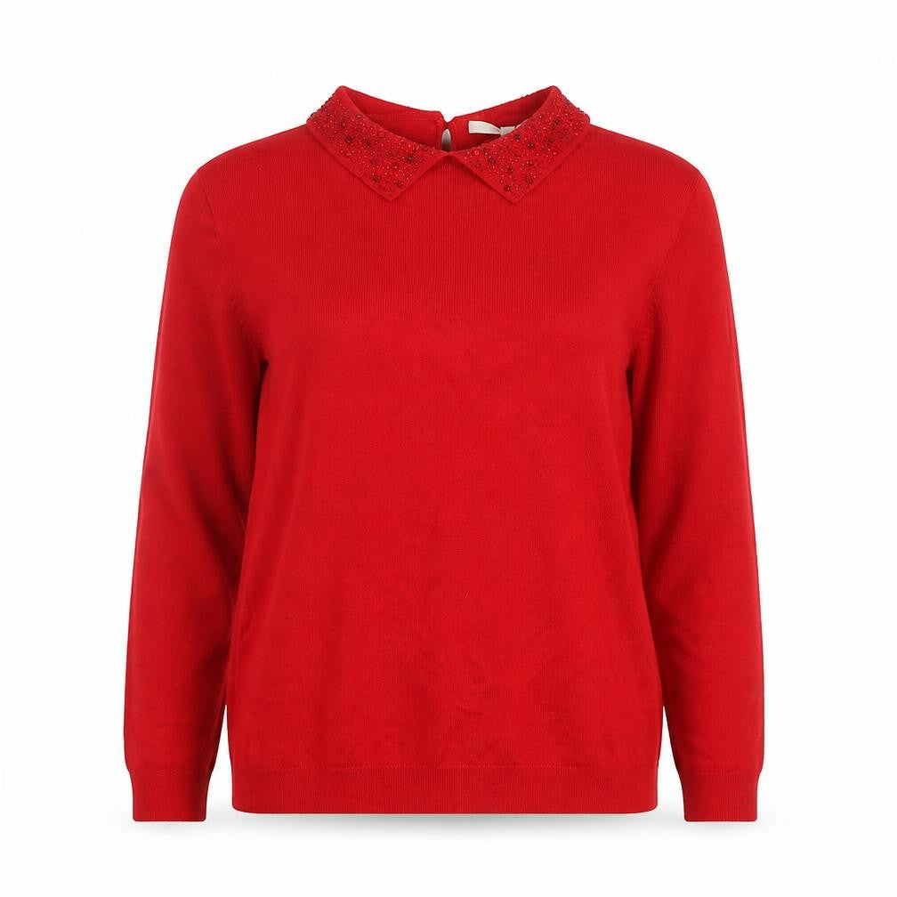 Vida Vi Womens Red Collared  Viscose Pullover Jumper Size M