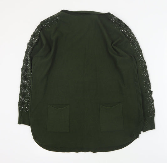 Preworn Womens Green Round Neck  Viscose Pullover Jumper Size S