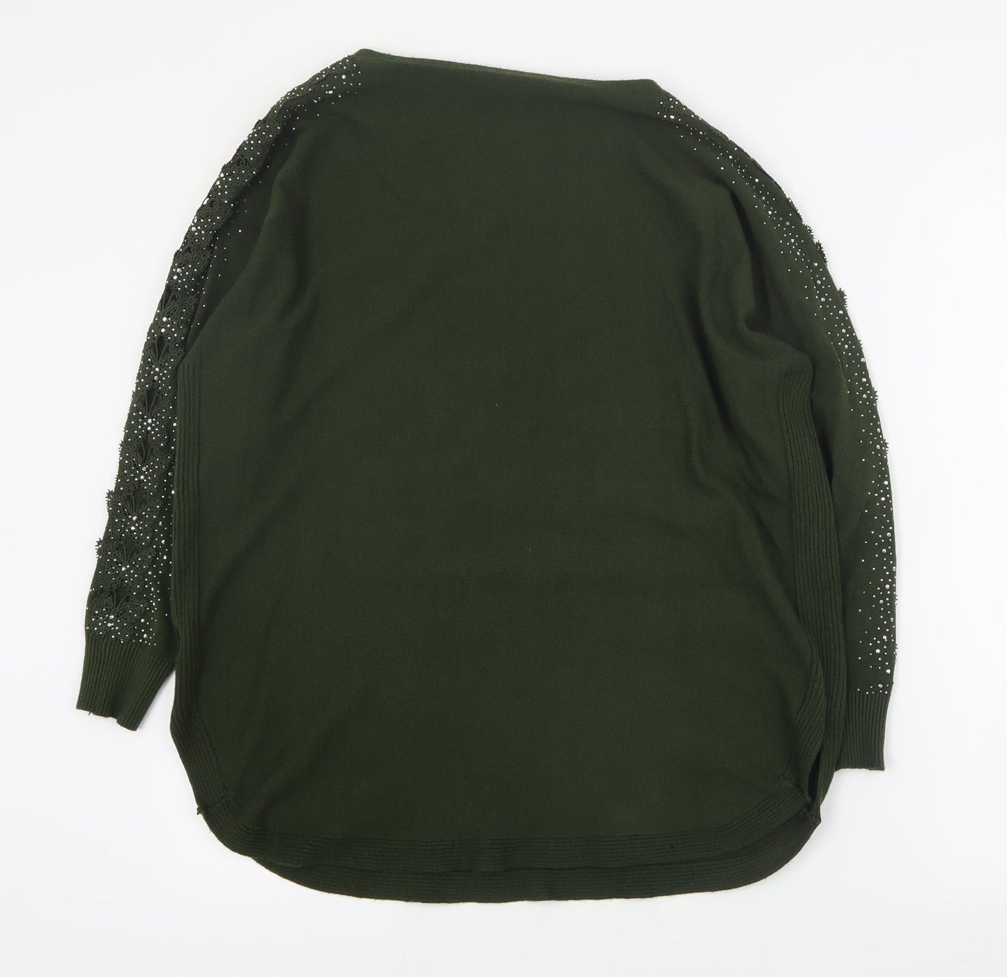 Preworn Womens Green Round Neck  Viscose Pullover Jumper Size S