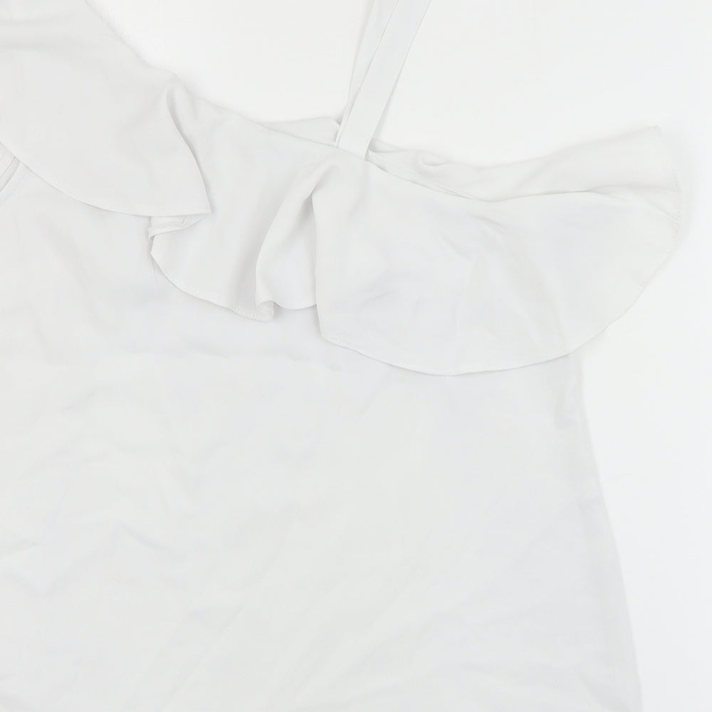 Peacocks Womens Ivory  Polyester Basic Blouse Size 10 Round Neck