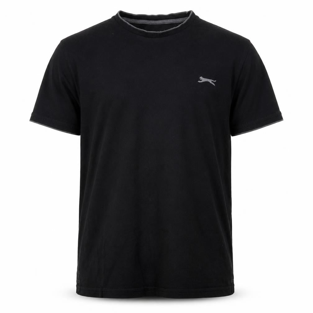 Slazenger Mens Black  Cotton  T-Shirt Size S Crew Neck
