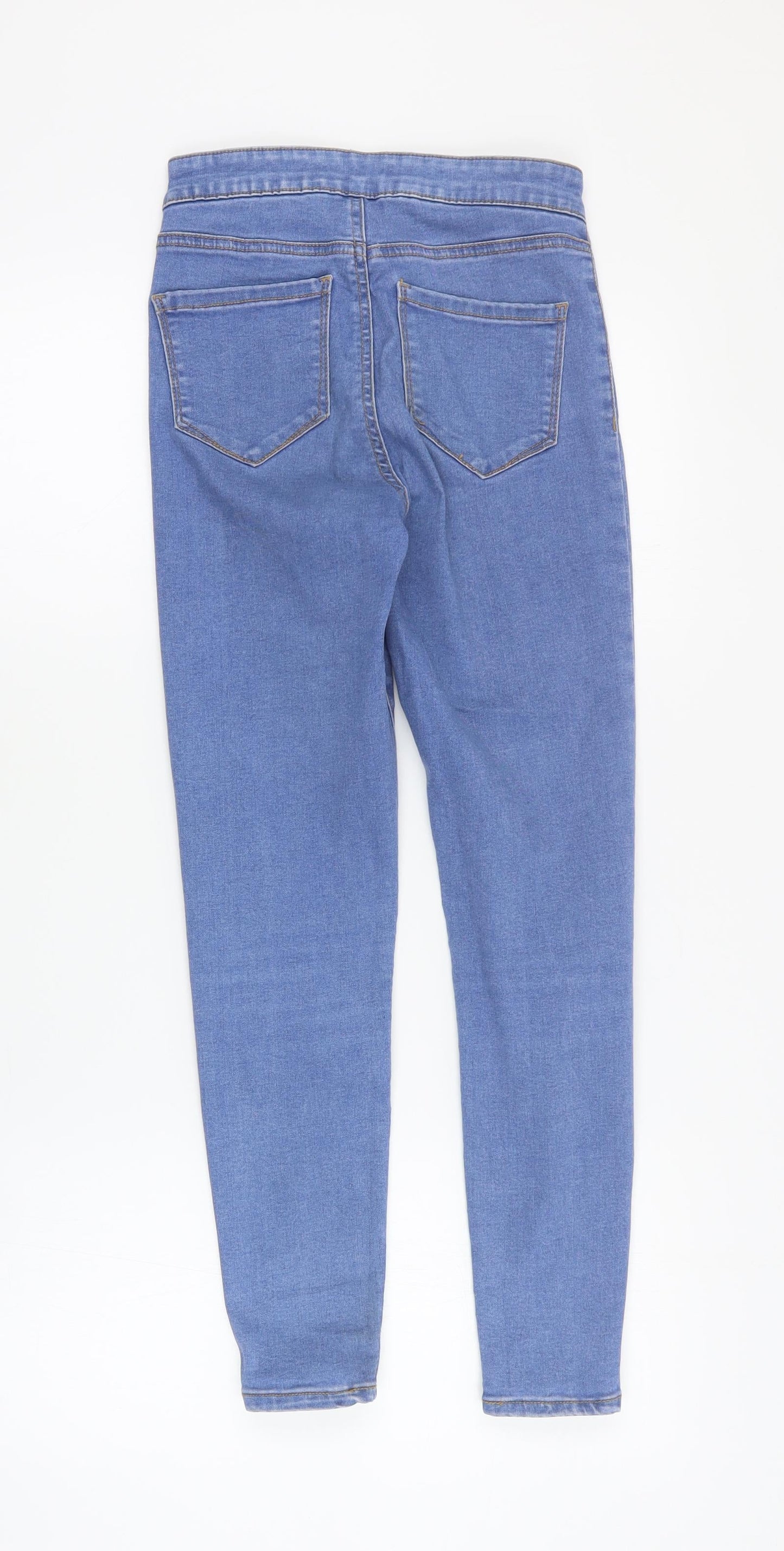 Topshop Womens Blue  Cotton Skinny Jeans Size 6 L26 in Regular Zip