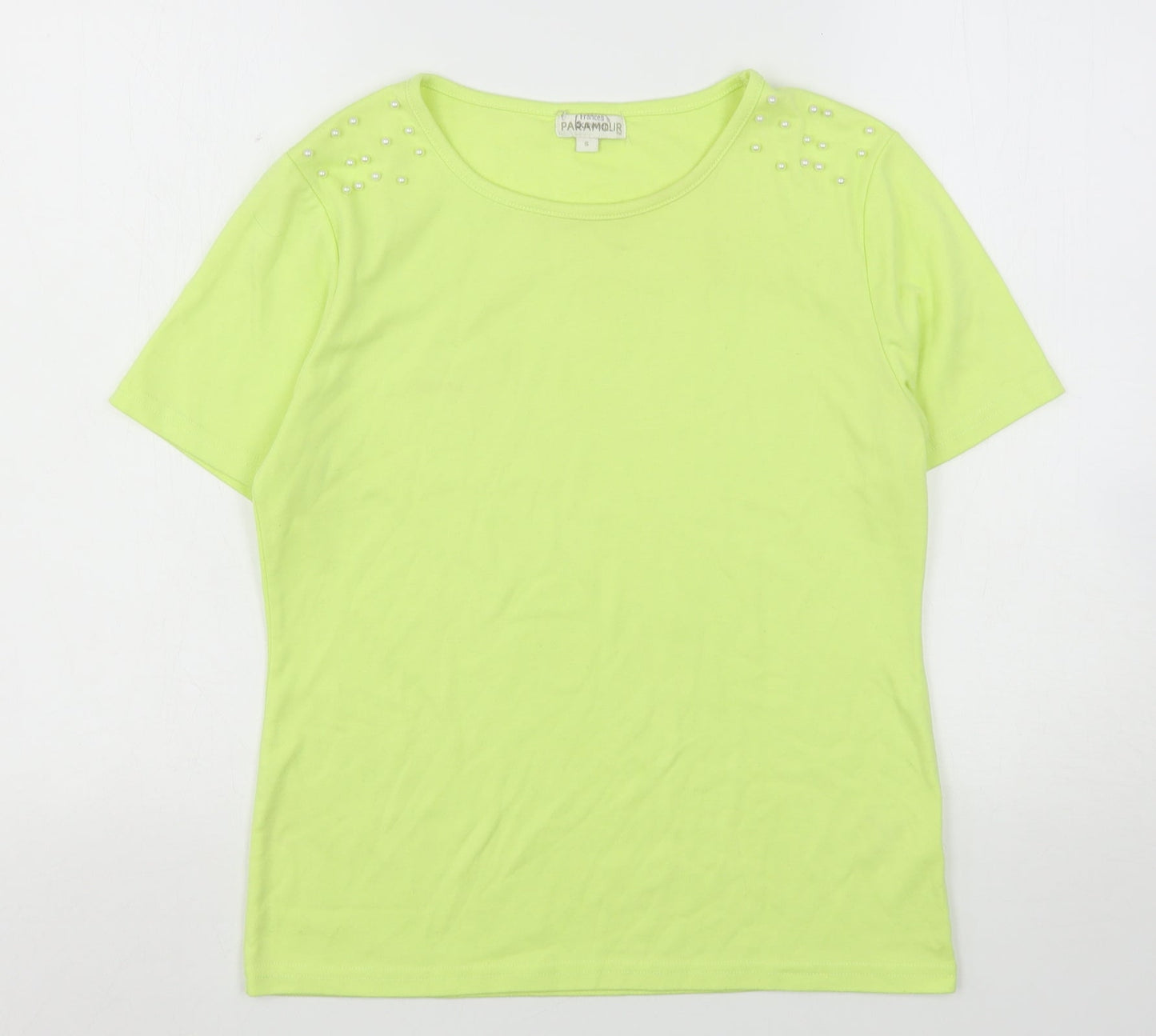 Paramour Womens Green  Polyester Basic T-Shirt Size S Round Neck