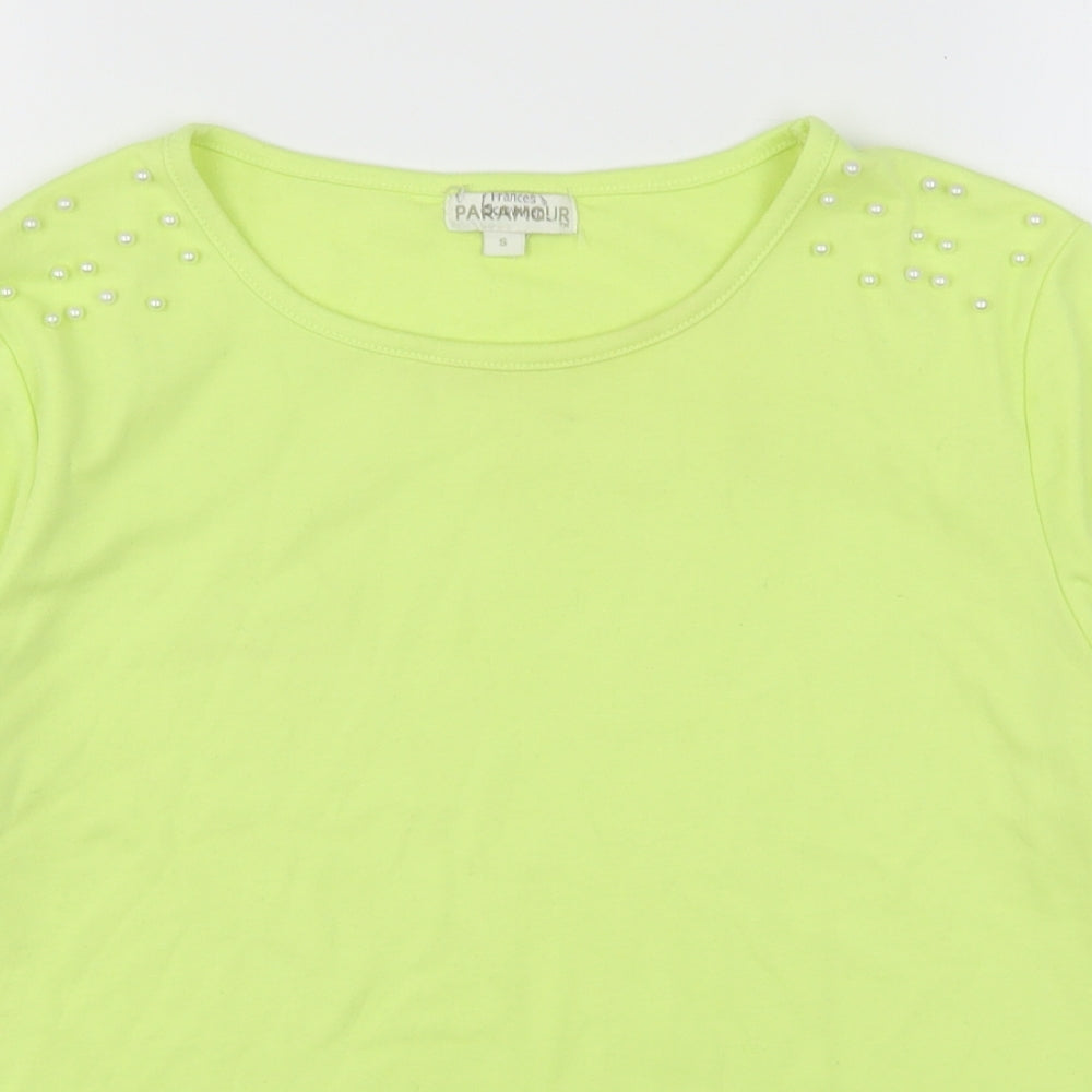 Paramour Womens Green  Polyester Basic T-Shirt Size S Round Neck