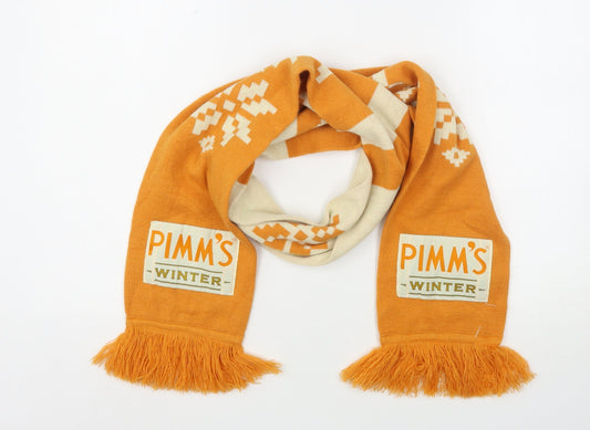Pimms  Unisex Orange Geometric Polyester Scarf  Size Regular