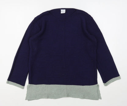Mitzy Womens Blue Round Neck  Acrylic Pullover Jumper Size S