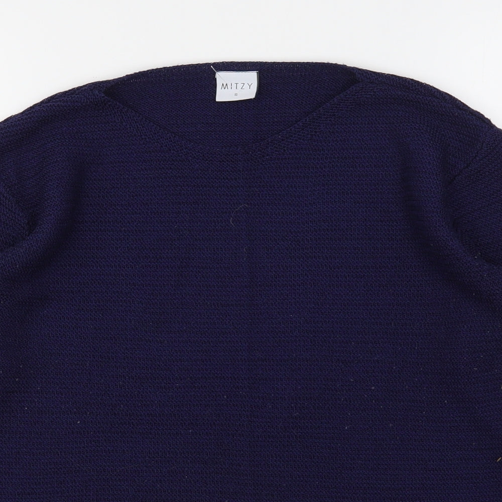 Mitzy Womens Blue Round Neck  Acrylic Pullover Jumper Size S