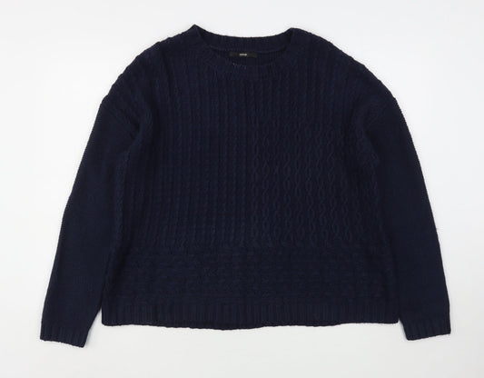 George Womens Blue Round Neck  Acrylic Pullover Jumper Size L