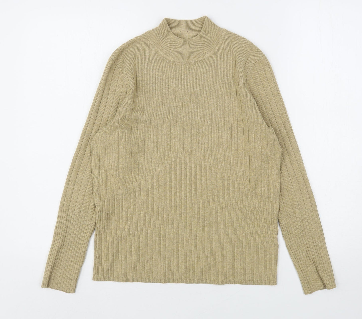 Marks and Spencer Womens Beige High Neck  Viscose Pullover Jumper Size 14
