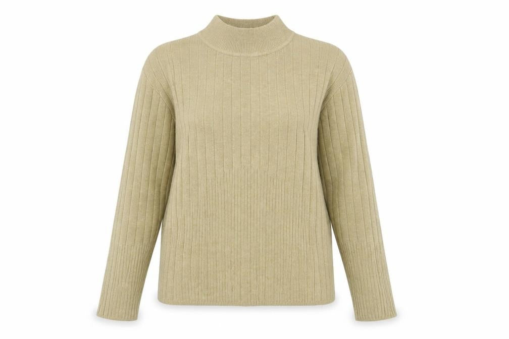 Marks & Spencer Womens Beige High Neck  Viscose Pullover Jumper Size 14