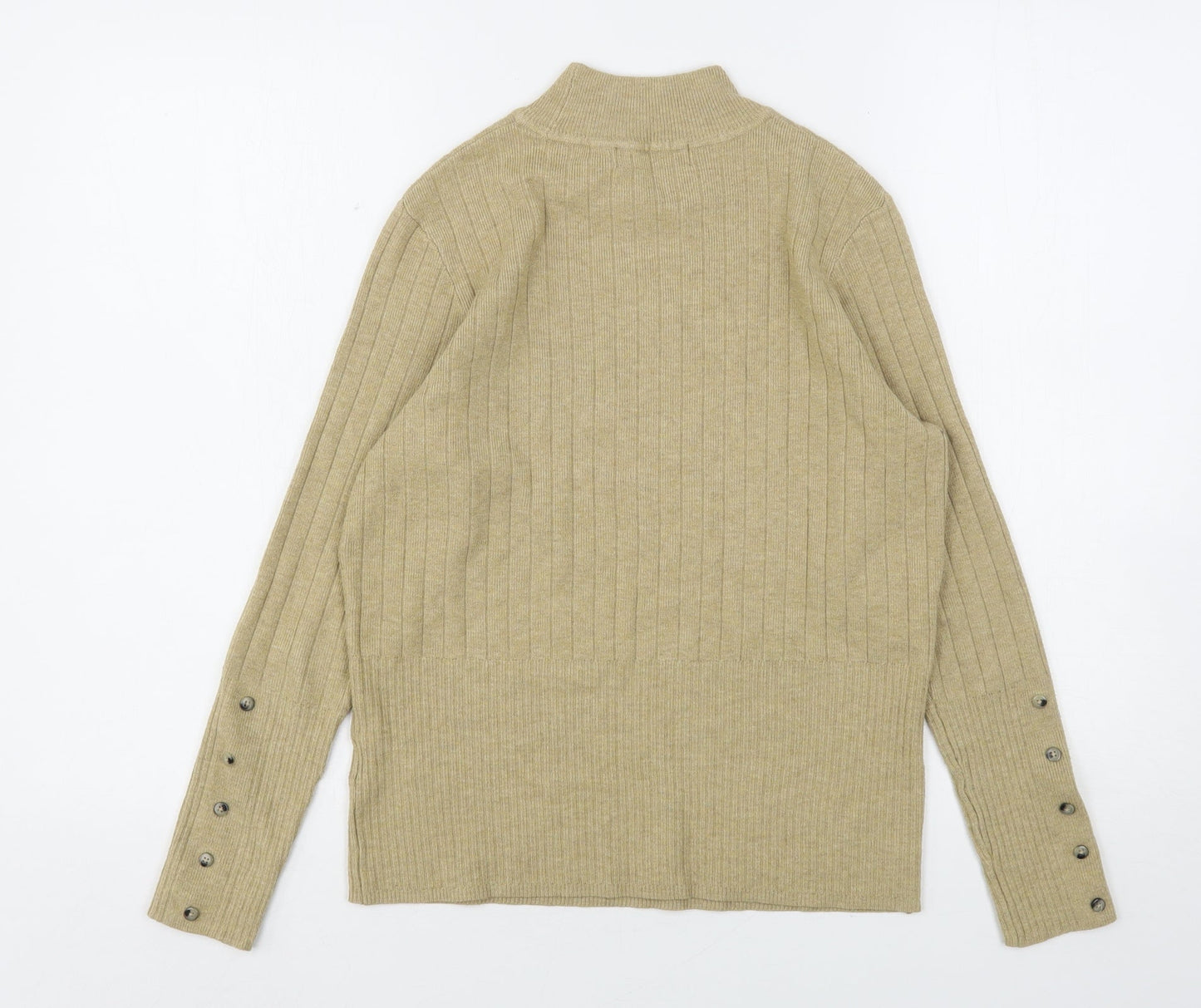 Marks and Spencer Womens Beige High Neck  Viscose Pullover Jumper Size 14