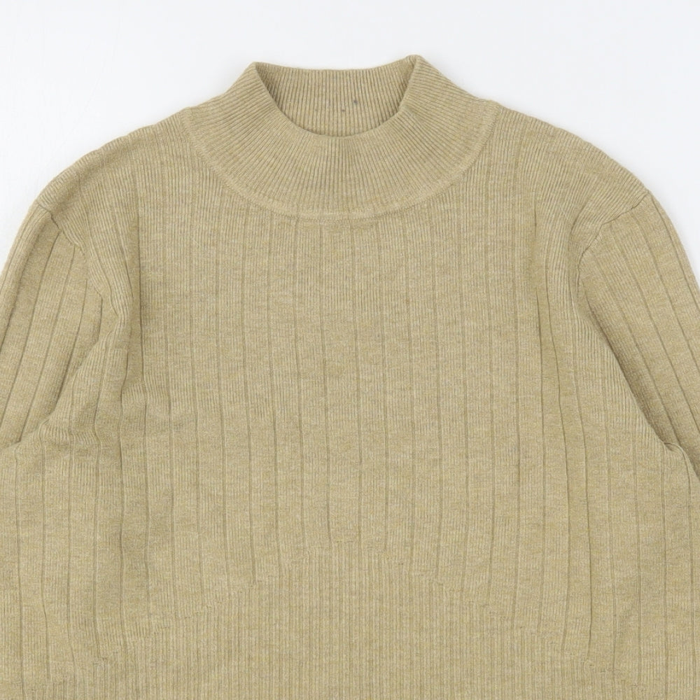 Marks and Spencer Womens Beige High Neck  Viscose Pullover Jumper Size 14