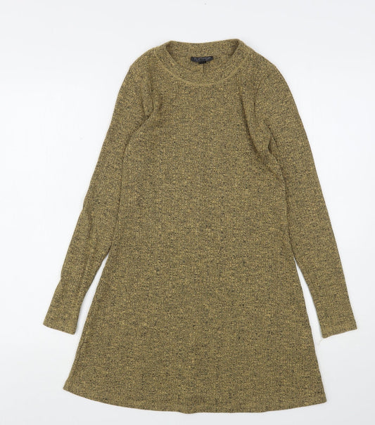 Topshop Womens Beige Round Neck  Polyester Pullover Jumper Size 6