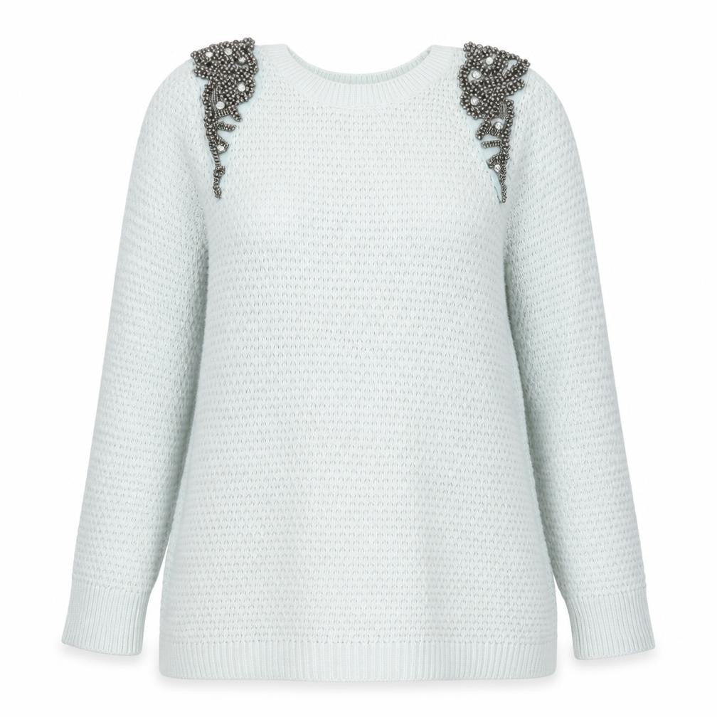 Topshop Womens Green Round Neck  Cotton Pullover Jumper Size 6