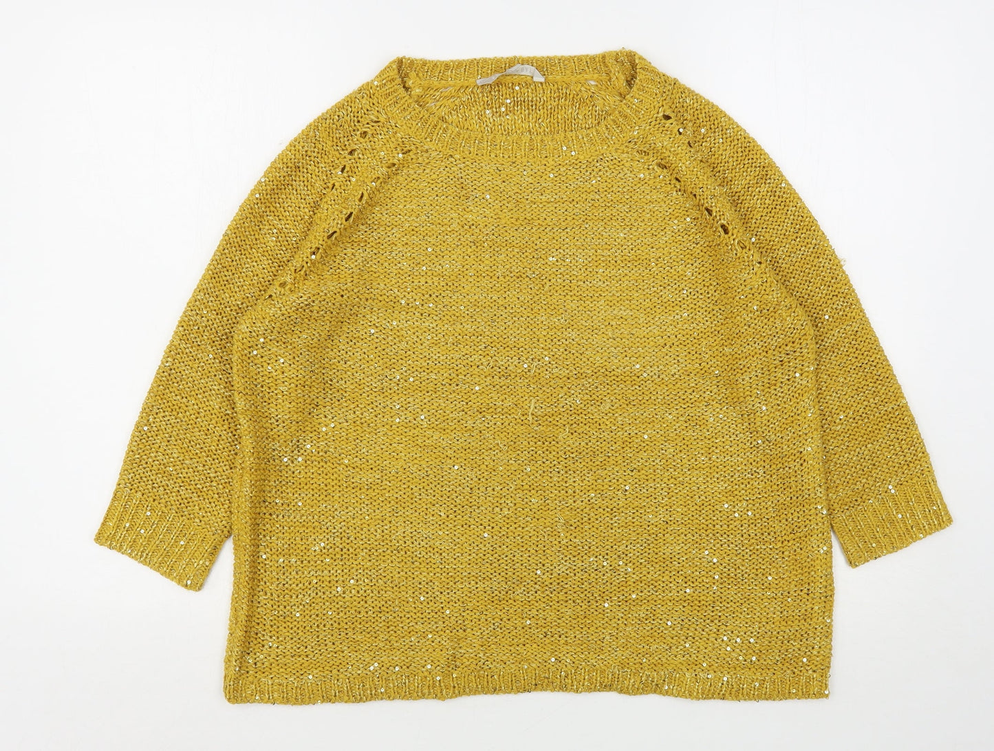 Pebble Bay Womens Yellow Round Neck  Polyester Pullover Jumper Size S