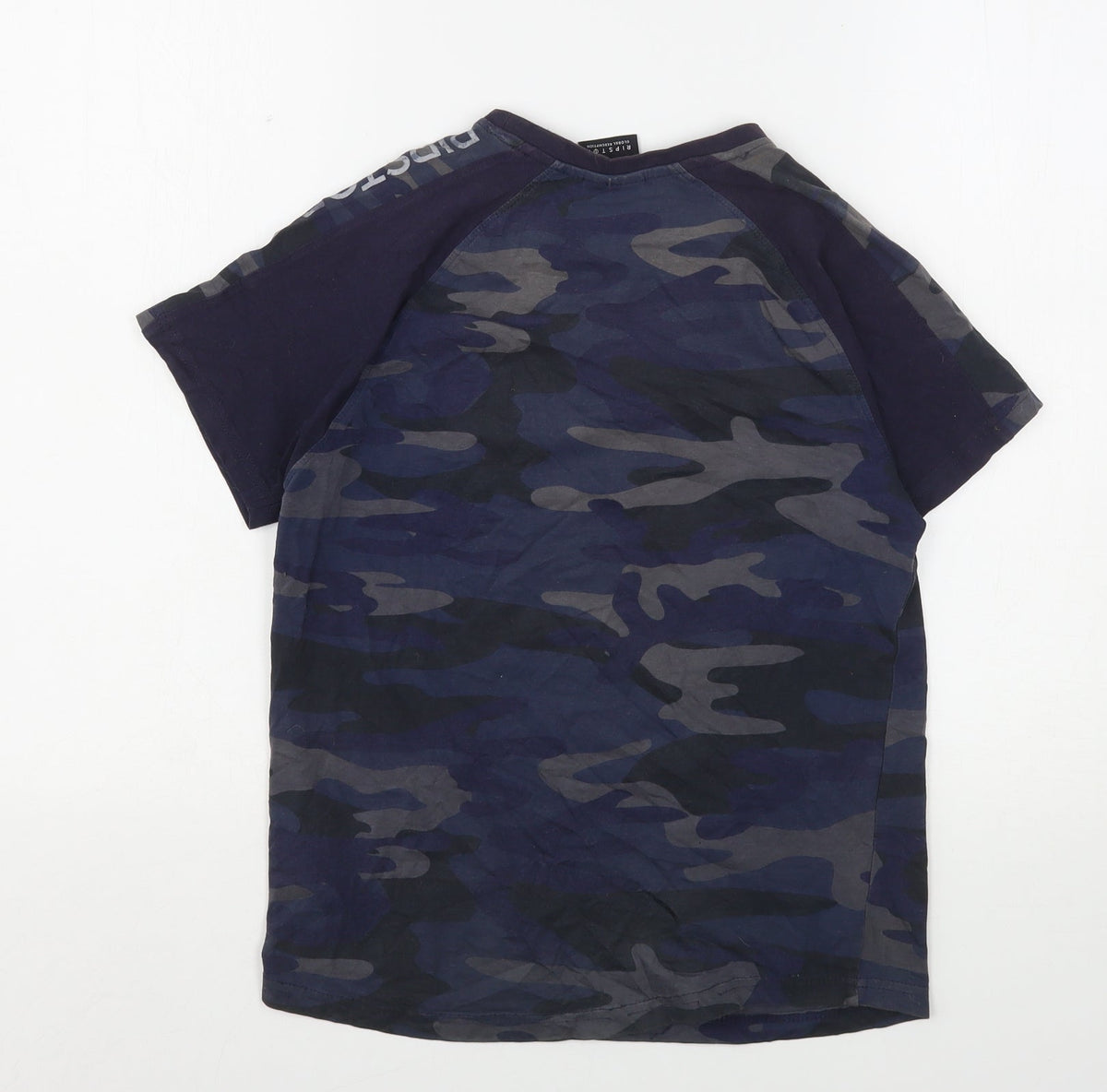 Ripstop Boys Blue Camouflage Cotton Basic T-Shirt Size M Round Neck