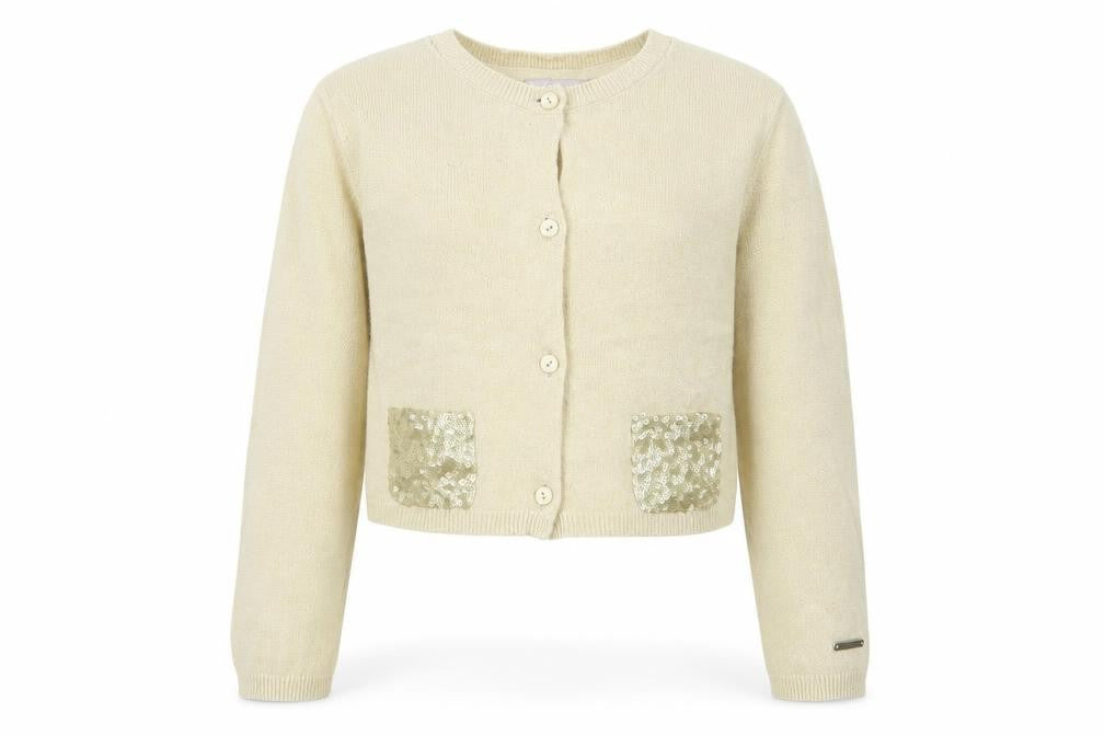 Boboli  Girls Beige Round Neck  Polyester Cardigan Jumper Size 8 Years