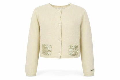 Boboli  Girls Beige Round Neck  Polyester Cardigan Jumper Size 8 Years