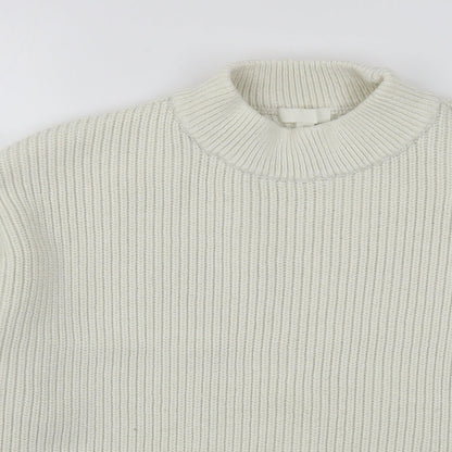 H&M Womens Beige High Neck  Polyester Pullover Jumper Size M