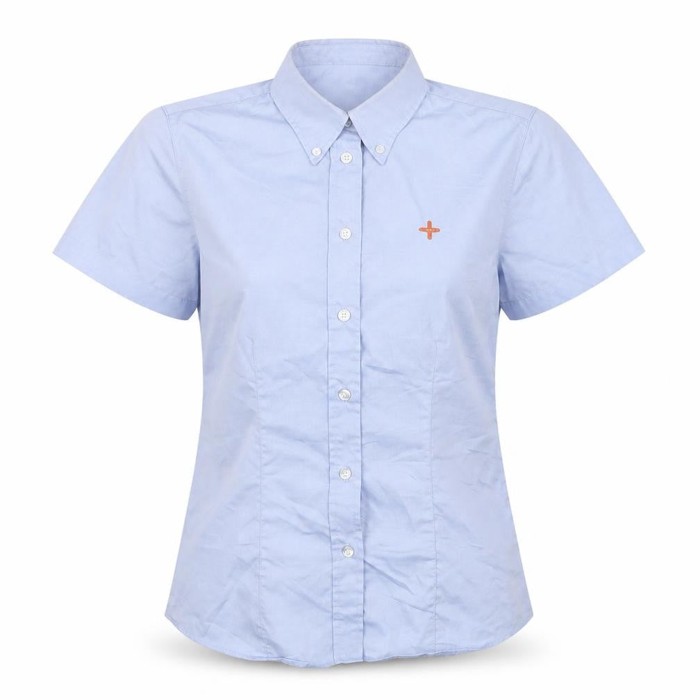 Kustom Kit Womens Blue  Cotton Jersey Button-Up Size 8 Collared