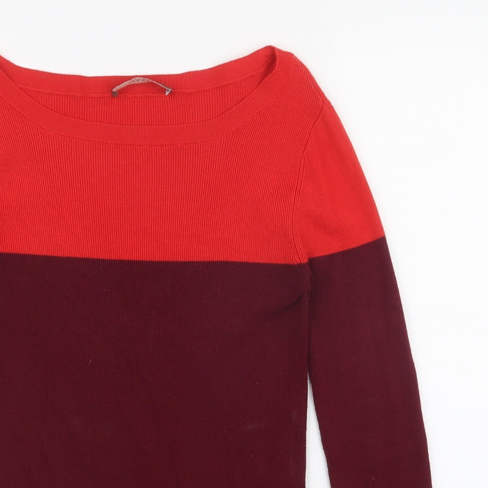 Oasis Womens Purple Colourblock Viscose Pullover Sweatshirt Size XS