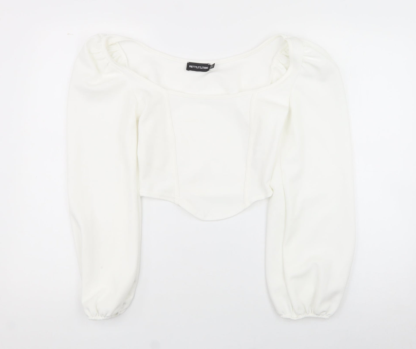 PRETTYLITTLETHING Womens White  Polyester Basic Tank Size 8 Square Neck