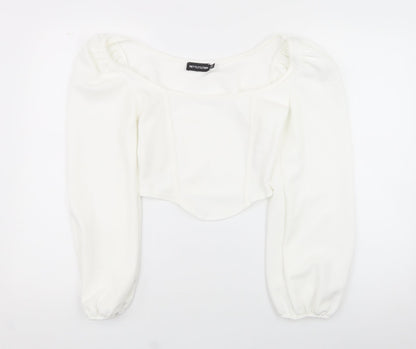 PRETTYLITTLETHING Womens White  Polyester Basic Tank Size 8 Square Neck