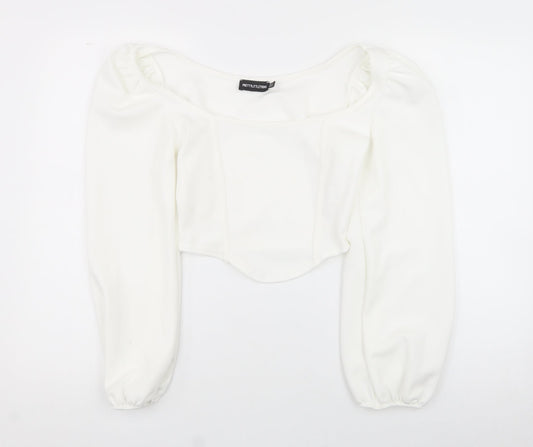 PRETTYLITTLETHING Womens White  Polyester Basic Tank Size 8 Square Neck
