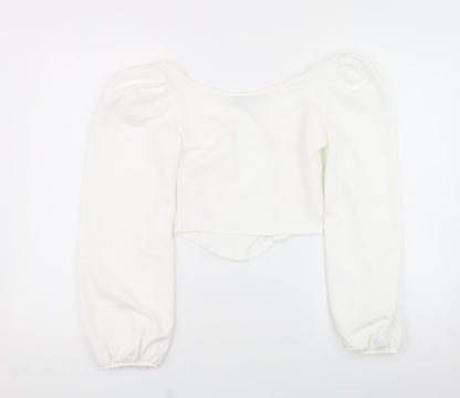 PRETTYLITTLETHING Womens White  Polyester Basic Tank Size 8 Square Neck