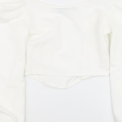PRETTYLITTLETHING Womens White  Polyester Basic Tank Size 8 Square Neck