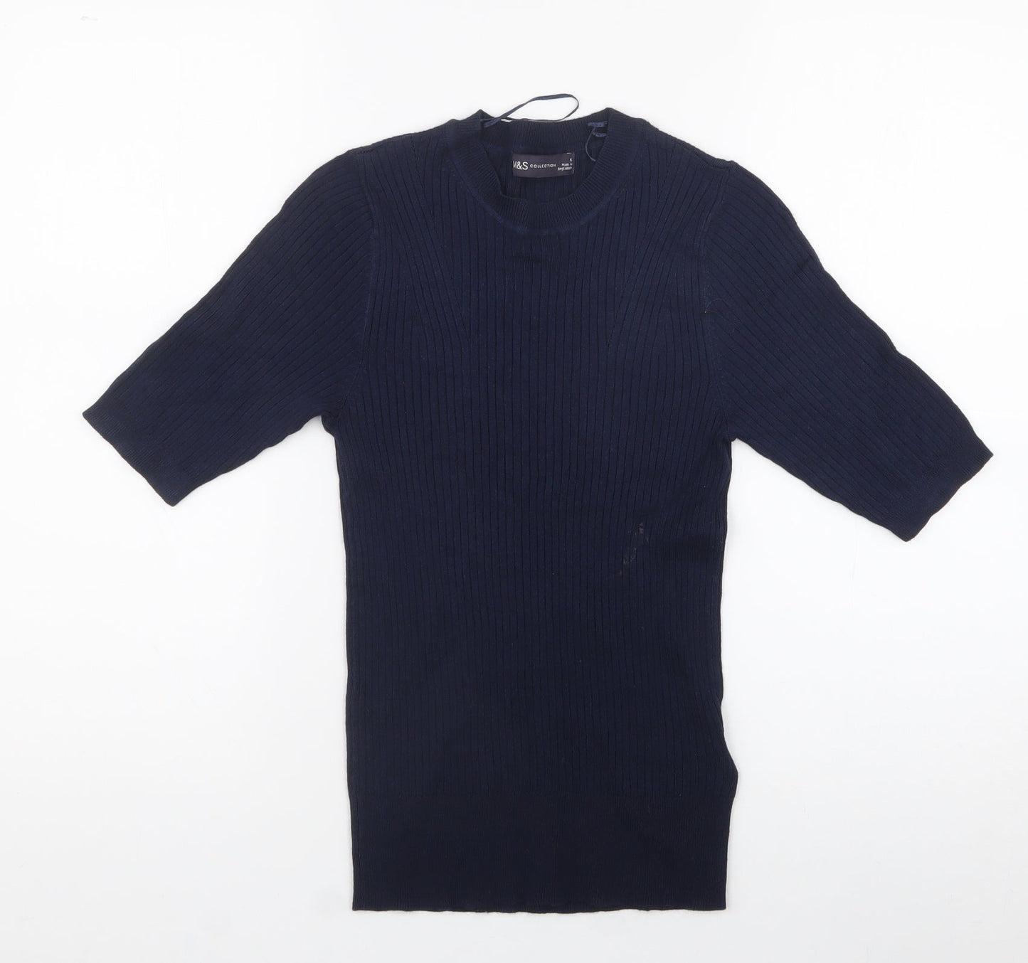 Marks and Spencer Womens Blue  Trivinyl Jersey Polo Size 6 Crew Neck
