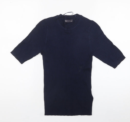 Marks and Spencer Womens Blue  Trivinyl Jersey Polo Size 6 Crew Neck