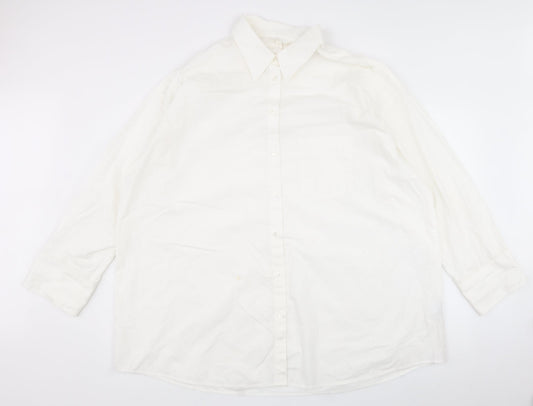 h&m  Mens White  Cotton  Button-Up Size XL Collared