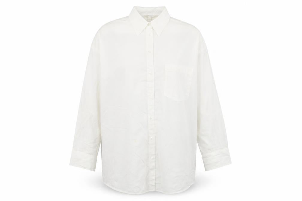 h&m  Mens White  Cotton  Button-Up Size XL Collared