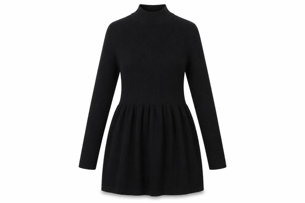 Primark Womens Black  Viscose Fit & Flare  Size M  Roll Neck