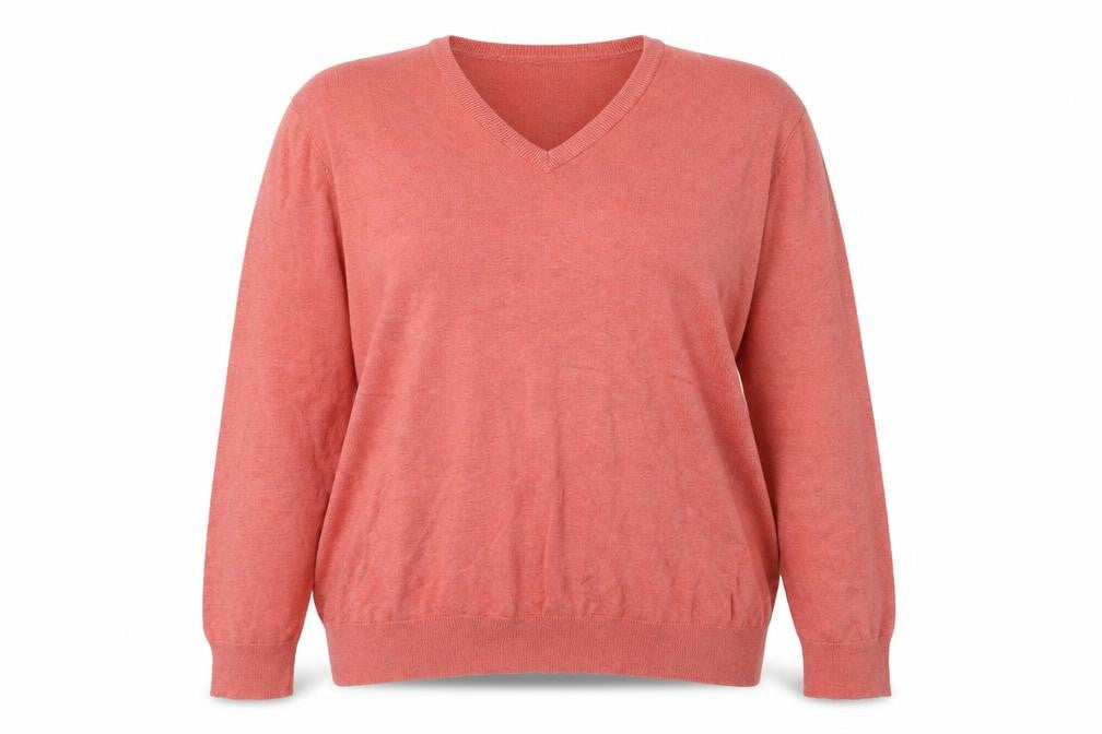 Marks & Spencer Womens Pink V-Neck  Cotton Pullover Jumper Size 2XL