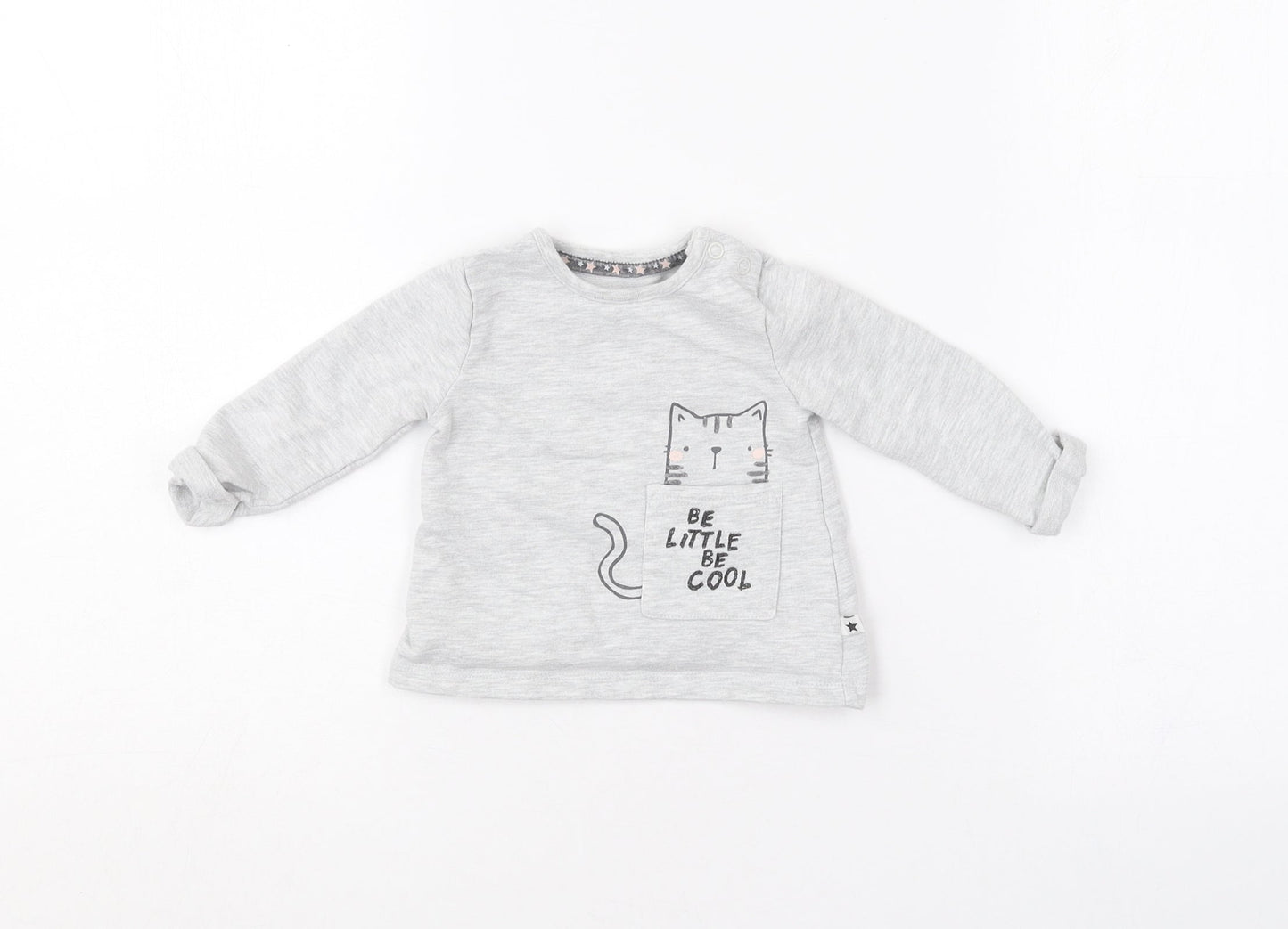F&F  Grey  Cotton Pullover Polo Size 0-3 Months Round Neck