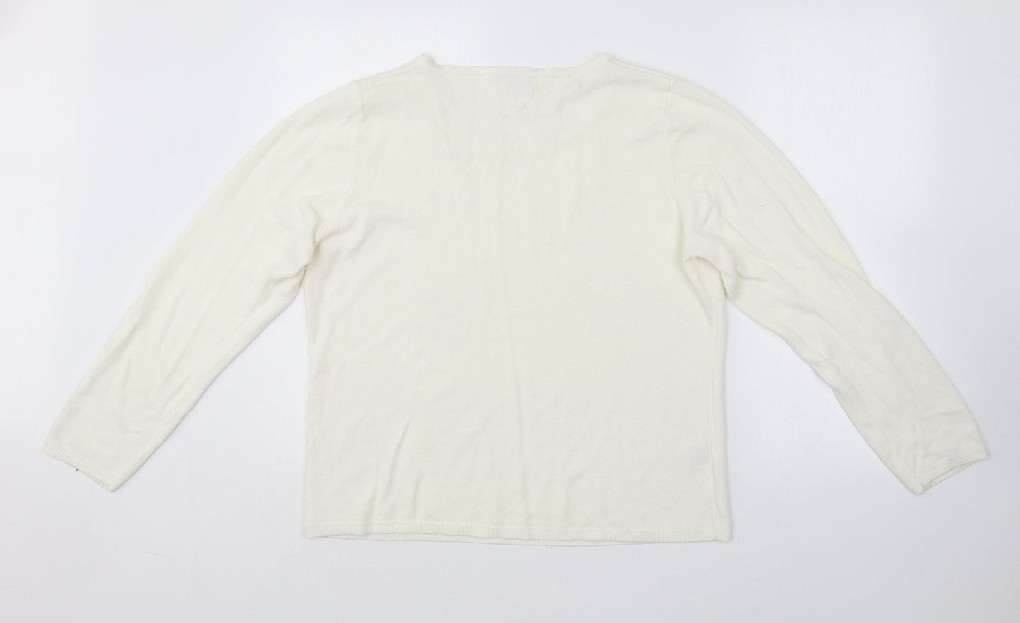 Matalan Womens Ivory Round Neck  Acrylic Pullover Jumper Size 22