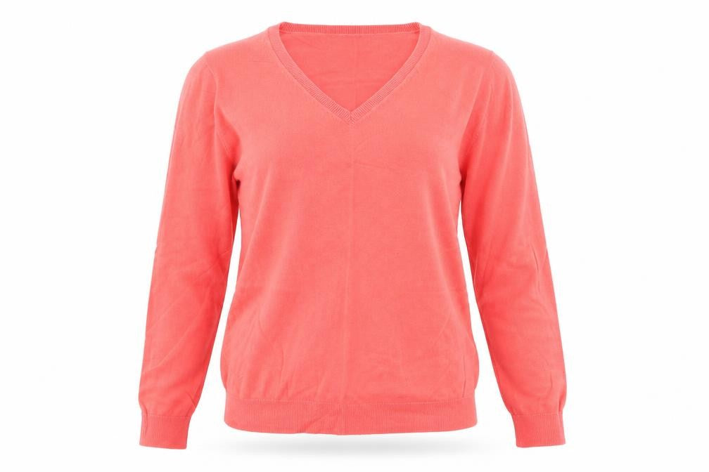 Dunnes Stores Womens Pink V-Neck  Cotton Pullover Jumper Size L