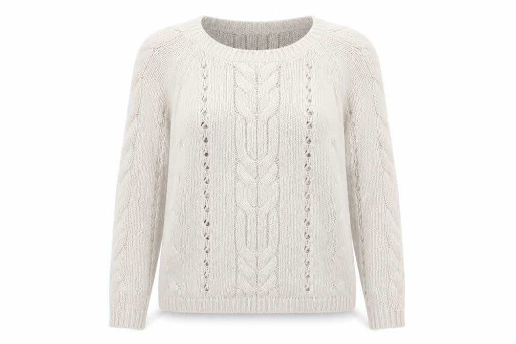 Oasis Womens Beige Scoop Neck  Acrylic Pullover Jumper Size S