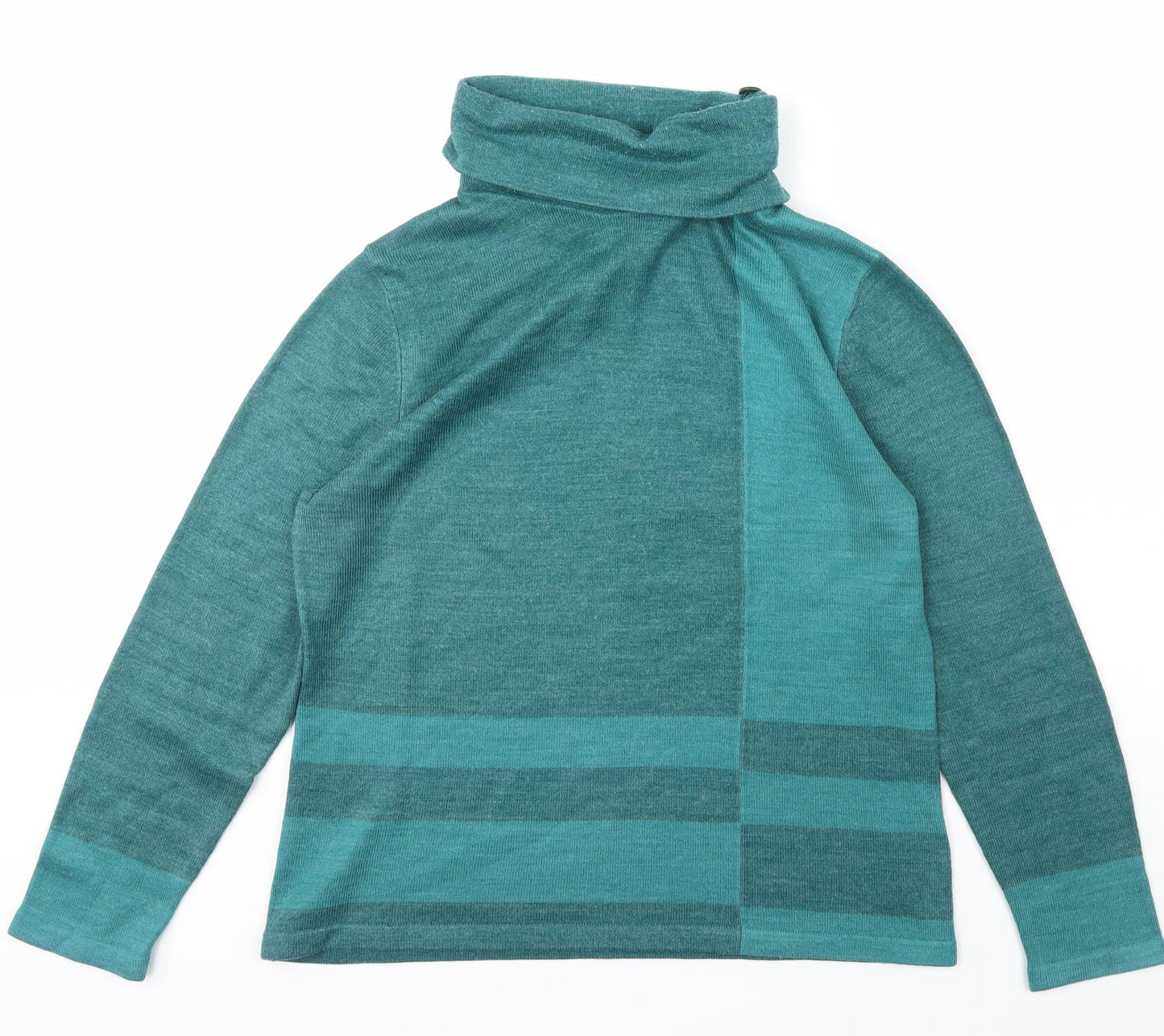 Casamia Womens Green Roll Neck Striped Acrylic Pullover Jumper Size S