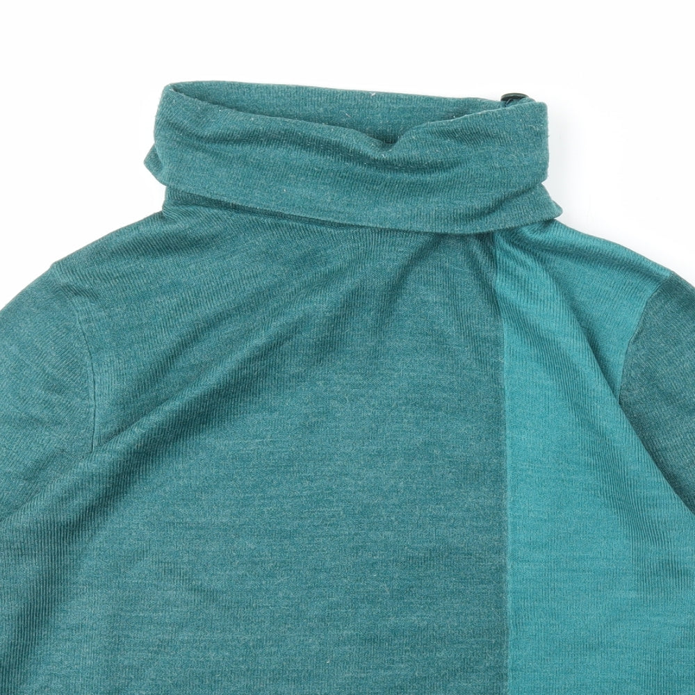 Casamia Womens Green Roll Neck Striped Acrylic Pullover Jumper Size S