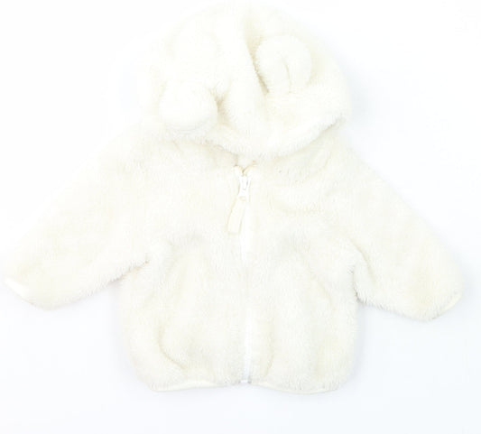 NEXT Girls Ivory  Polyester Full Zip Jumper Size 3-6 Months